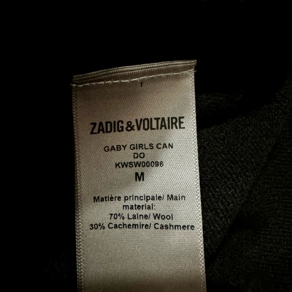 Zadig & Voltaire Wool & Cashmere Sweater (sleeves: Girls Can Do Anything) - Picture 4 of 5